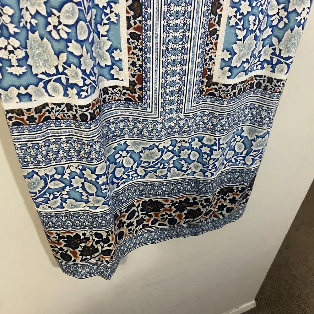 J. Jill Mixed Print Floral Lightweight Boatneck Jersey Dress Knee Length Sz S